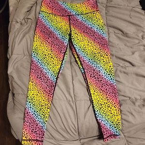 Girls Zyia Active Rainbow Leopard leggings